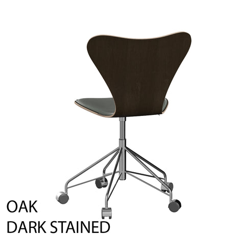 Fritz Hansen - 3117 kontorstol, naturfiner og forsidepolstret i Grace læder - Bøg - Sort læder - Krom stel - Jacobsen Plus