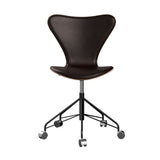 Fritz Hansen - 3117 kontorstol, naturfiner og forsidepolstret i Grace læder - Mørkbejdset eg - Mørk brun læder - Sort stel - Jacobsen Plus