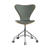 Fritz Hansen - 3117 kontorstol, naturfiner og forsidepolstret i Grace læder - Elm - Concrete Grey læder - Silver Grey stel - Jacobsen Plus