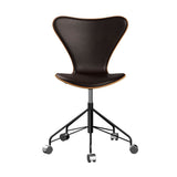 Fritz Hansen - 3117 kontorstol, naturfiner og forsidepolstret i Grace læder - Elm - Mørk brun læder - Sort stel - Jacobsen Plus