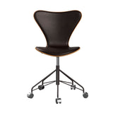 Fritz Hansen - 3117 kontorstol, naturfiner og forsidepolstret i Grace læder - Elm - Mørk brun læder - Warm Graphite stel - Jacobsen Plus