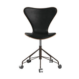 Fritz Hansen - 3117 kontorstol, naturfiner og forsidepolstret i Grace læder - Valnød - Sort læder - Brown Bronze stel - Jacobsen Plus
