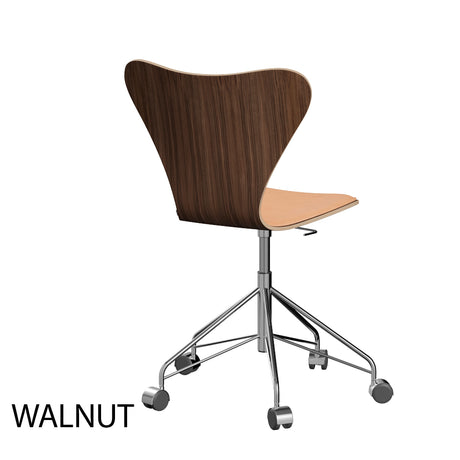 Fritz Hansen - 3117 kontorstol, naturfiner og forsidepolstret i Natur læder - Bøg - Krom stel - Jacobsen Plus