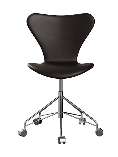 3117 Serie 7 Kontorstol af Arne Jacobsen - Fuldpolstret / Grace læder / Mørk-brun - Jacobsen Plus