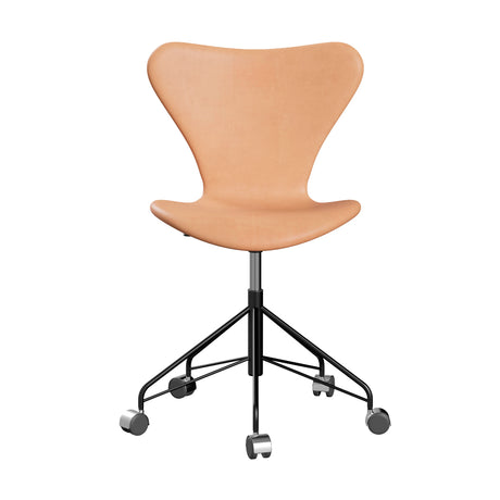 Fritz Hansen - 3117 kontorstol, fuldpolstret i Natur læder - Krom stel - Jacobsen Plus