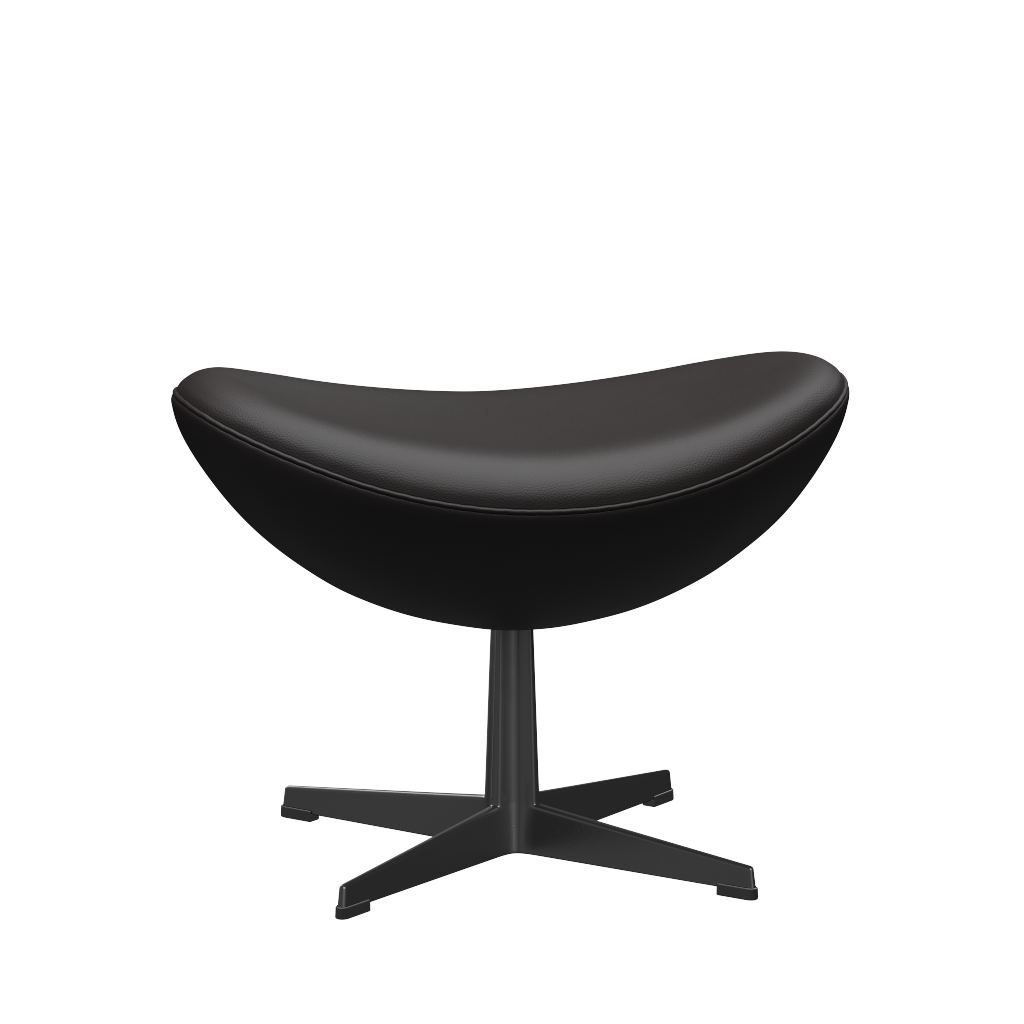 3127 Fodskammel til Ægget, stel i sort af Arne Jacobsen - Aura læder - Black Brown - Jacobsen Plus