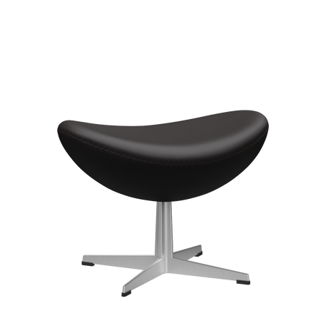 3127 Fodskammel til Ægget, stel i børstet aluminium af Arne Jacobsen - Aura læder - Black Brown - Jacobsen Plus