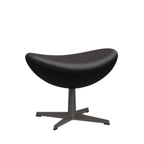 3127 Fodskammel til Ægget, stel i warm graphite af Arne Jacobsen - Aura læder - Black Brown - Jacobsen Plus
