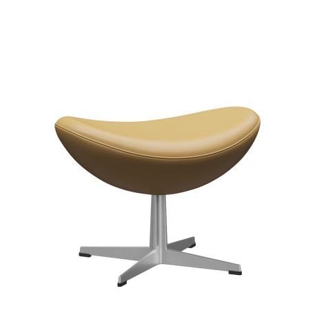 3127 Fodskammel til Ægget, stel i børstet aluminium af Arne Jacobsen - Aura læder - Black Brown - Jacobsen Plus
