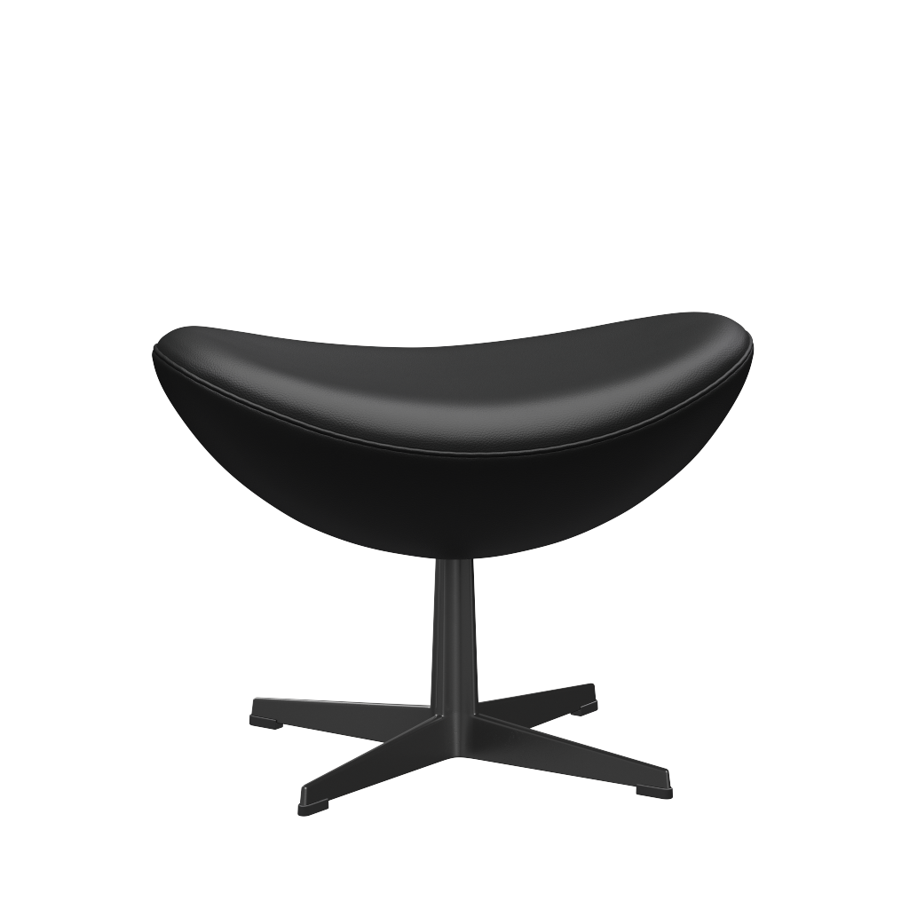 3127 Fodskammel til Ægget, stel i sort af Arne Jacobsen - Aura læder - Black - Jacobsen Plus