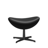 3127 Fodskammel til Ægget, stel i sort af Arne Jacobsen - Aura læder - Black - Jacobsen Plus