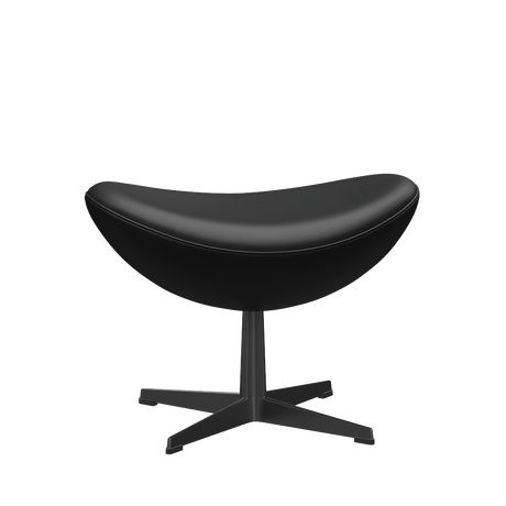 3127 Fodskammel til Ægget, stel i sort af Arne Jacobsen - Aura læder - Black Brown - Jacobsen Plus