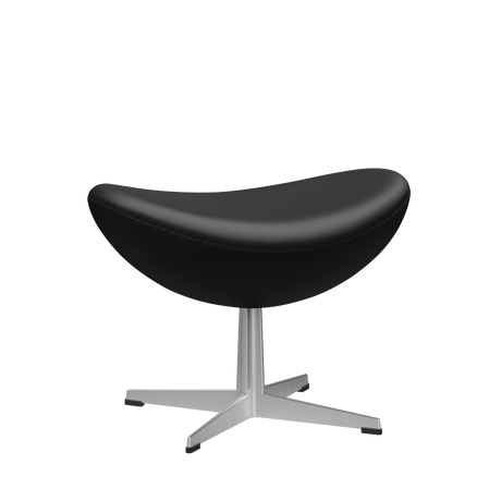 3127 Fodskammel til Ægget, stel i børstet aluminium af Arne Jacobsen - Aura læder - Black Brown - Jacobsen Plus