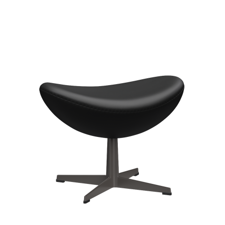 3127 Fodskammel til Ægget, stel i warm graphite af Arne Jacobsen - Aura læder - Black Brown - Jacobsen Plus