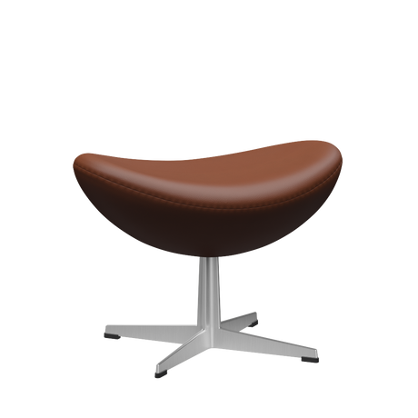 3127 Fodskammel til Ægget, stel i børstet aluminium af Arne Jacobsen - Aura læder - Black Brown - Jacobsen Plus