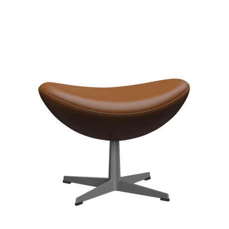 3127 Fodskammel til Ægget, stel i silver grey af Arne Jacobsen - Aura læder - Black Brown - Jacobsen Plus