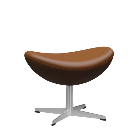 3127 Fodskammel til Ægget, stel i børstet aluminium af Arne Jacobsen - Aura læder - Black Brown - Jacobsen Plus