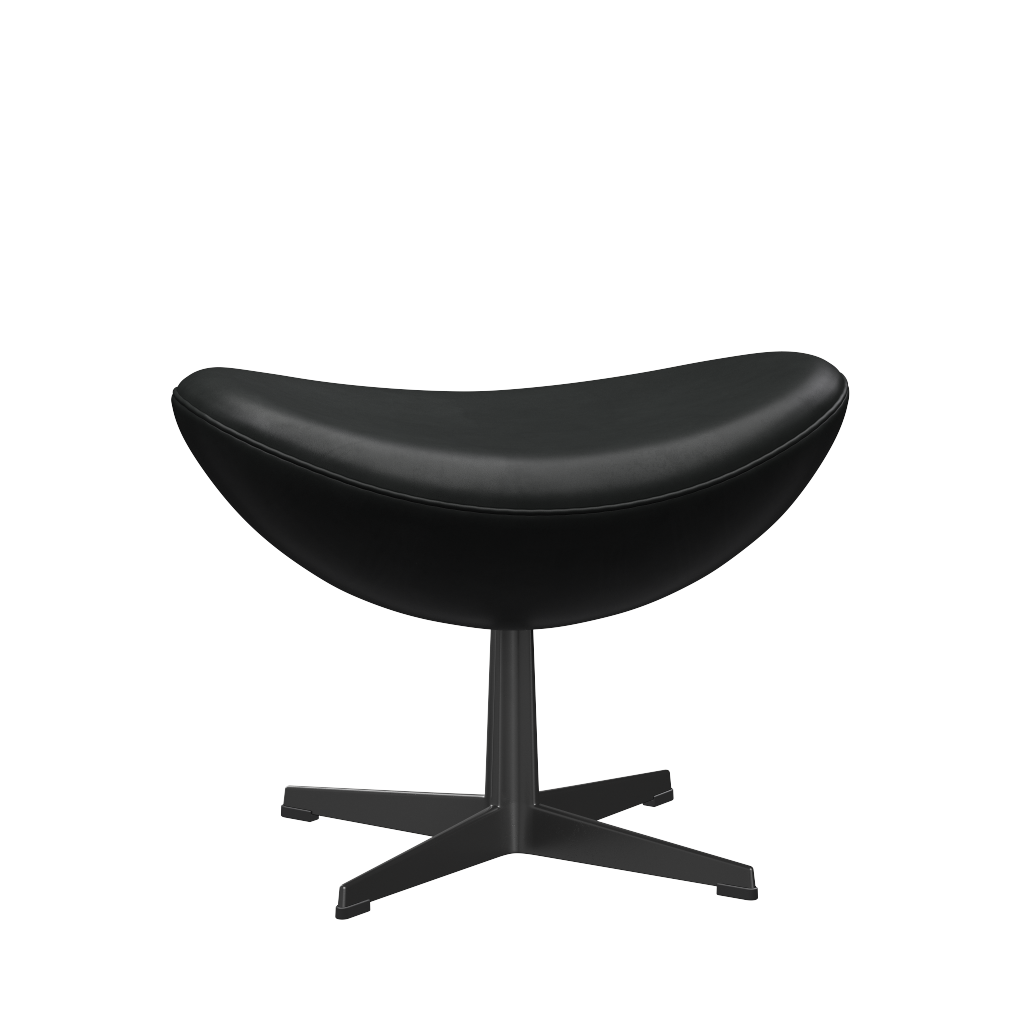 3127 Fodskammel til Ægget, stel i sort af Arne Jacobsen - Grace læder - Black - Jacobsen Plus
