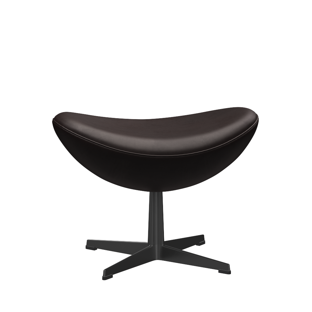 3127 Fodskammel til Ægget, stel i sort af Arne Jacobsen - Grace læder - Dark Brown - Jacobsen Plus