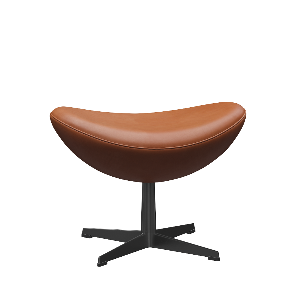 3127 Fodskammel til Ægget, stel i sort af Arne Jacobsen - Grace læder - Walnut - Jacobsen Plus