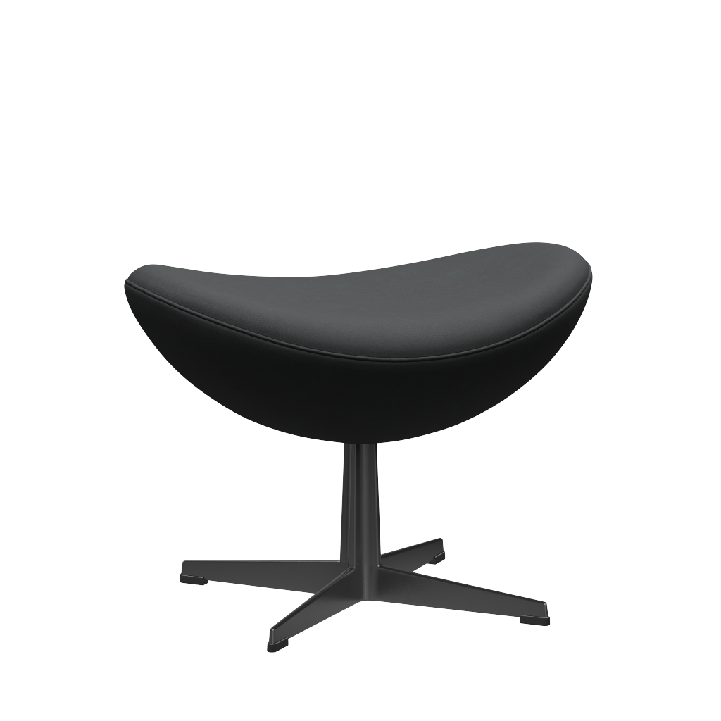 3127 Fodskammel til Ægget, stel i sort af Arne Jacobsen - Haze læder - Anthracite - Jacobsen Plus