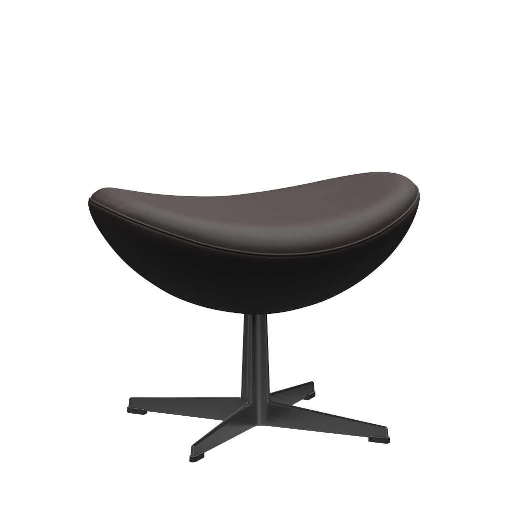 3127 Fodskammel til Ægget, stel i sort af Arne Jacobsen - Haze læder - Dark Brown - Jacobsen Plus