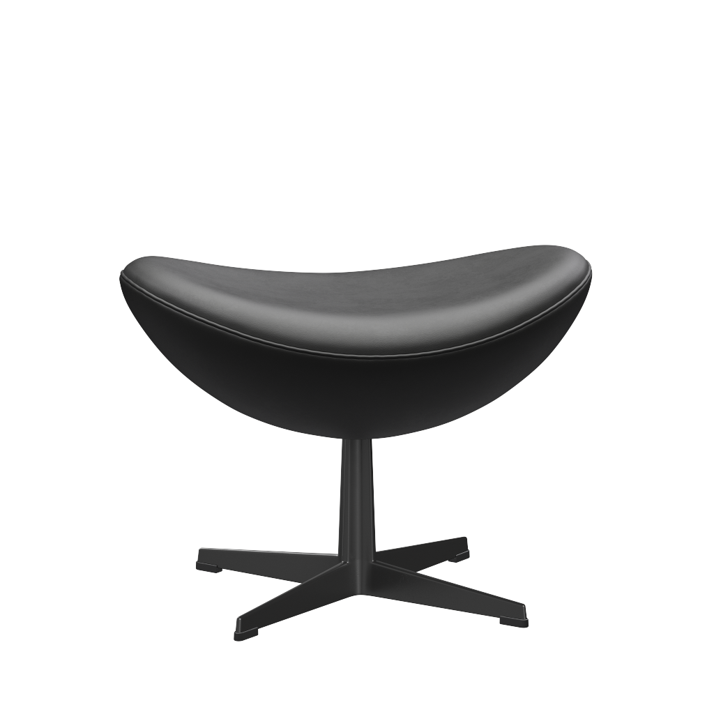 3127 Fodskammel til Ægget, stel i sort af Arne Jacobsen - Essential læder - Black - Jacobsen Plus