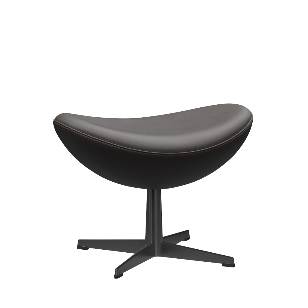3127 Fodskammel til Ægget, stel i sort af Arne Jacobsen - Essential læder - Dark Brown - Jacobsen Plus