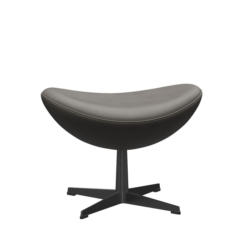3127 Fodskammel til Ægget, stel i sort af Arne Jacobsen - Essential læder - Lava - Jacobsen Plus
