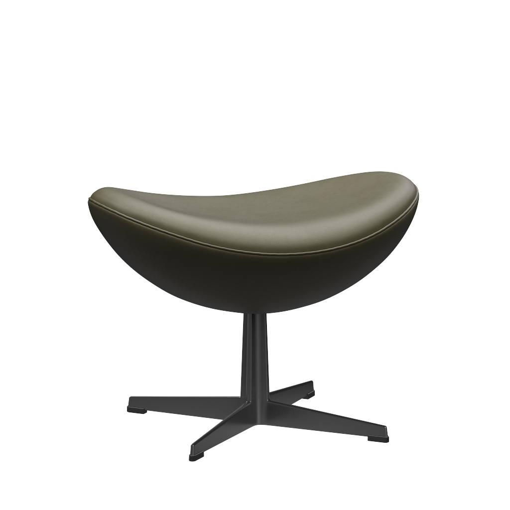 3127 Fodskammel til Ægget, stel i sort af Arne Jacobsen - Essential læder - Moss Green - Jacobsen Plus