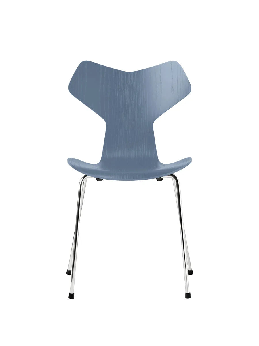 3130 Grand Prix stol i farvet ask af Arne Jacobsen - Dusk Blue / Krom - Jacobsen Plus