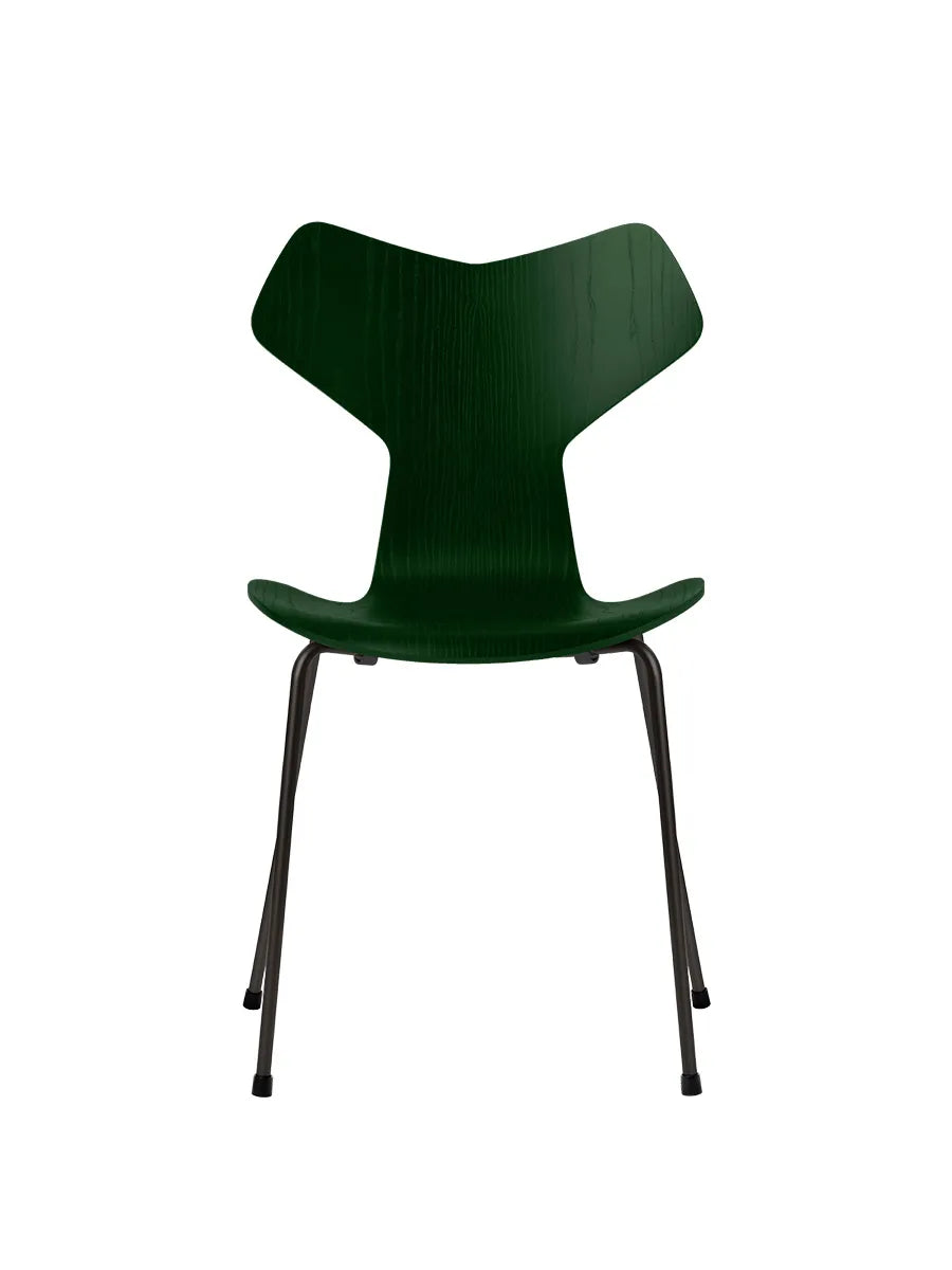 3130 Grand Prix stol i farvet ask af Arne Jacobsen - Evergreen / Sort - Jacobsen Plus
