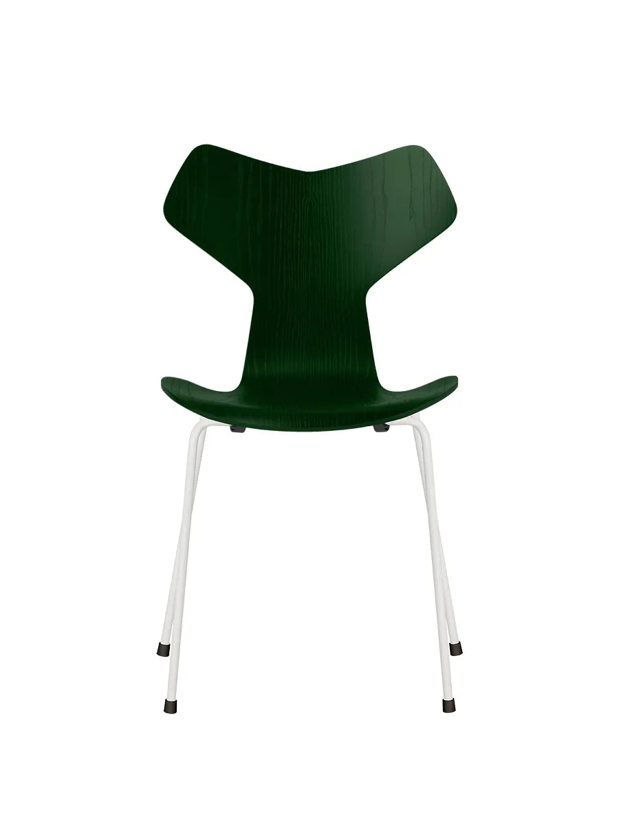 3130 Grand Prix stol i farvet ask af Arne Jacobsen - Evergreen / Hvid - Jacobsen Plus