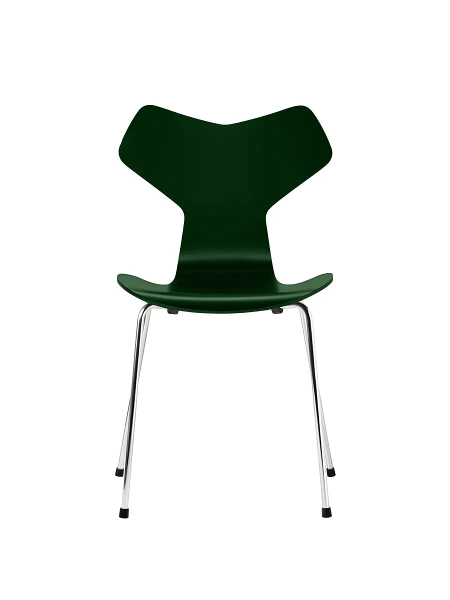 3130 Grand Prix stol lakeret af Arne Jacobsen - Evergreen / Krom - Jacobsen Plus