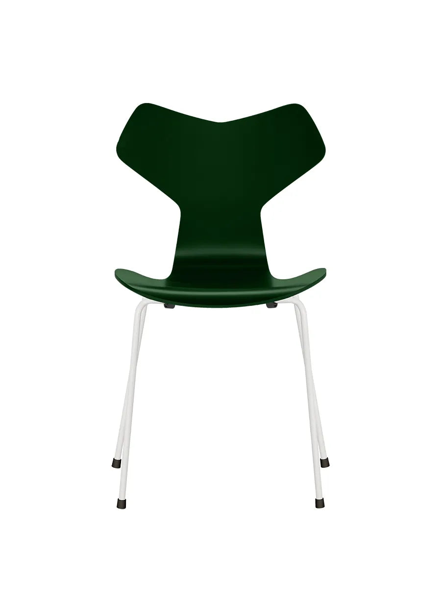 3130 Grand Prix stol lakeret af Arne Jacobsen - Evergreen / Hvid - Jacobsen Plus