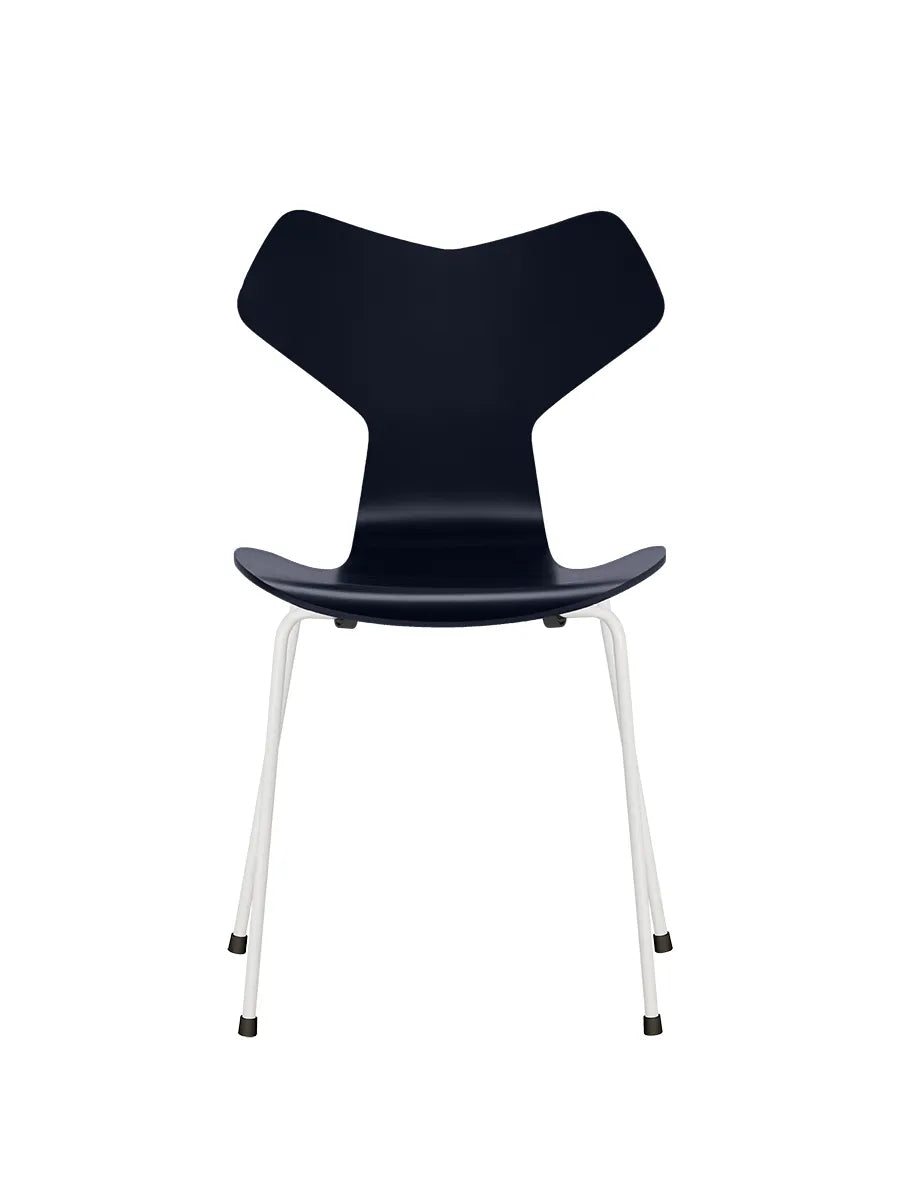 3130 Grand Prix stol lakeret af Arne Jacobsen - Midnight Blue / Hvid - Jacobsen Plus