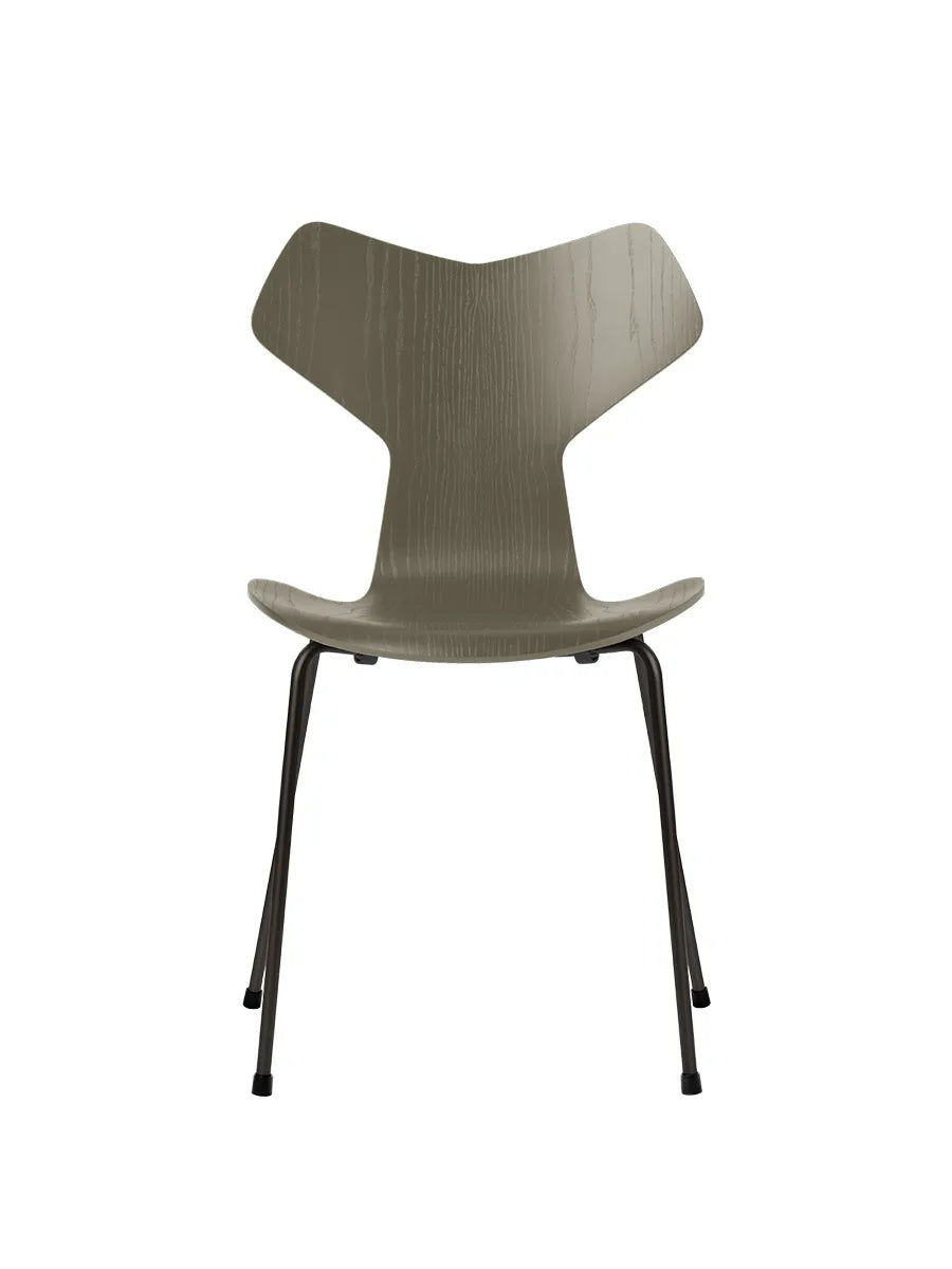 3130 Grand Prix stol i farvet ask af Arne Jacobsen - Olive Green / Sort - Jacobsen Plus
