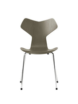 3130 Grand Prix stol i farvet ask af Arne Jacobsen - Olive Green / Krom - Jacobsen Plus