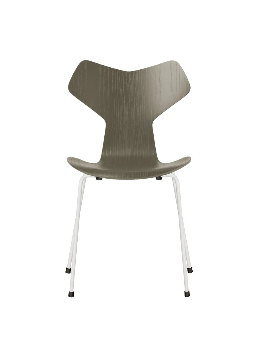 3130 Grand Prix stol i farvet ask af Arne Jacobsen - Olive Green / Hvid - Jacobsen Plus