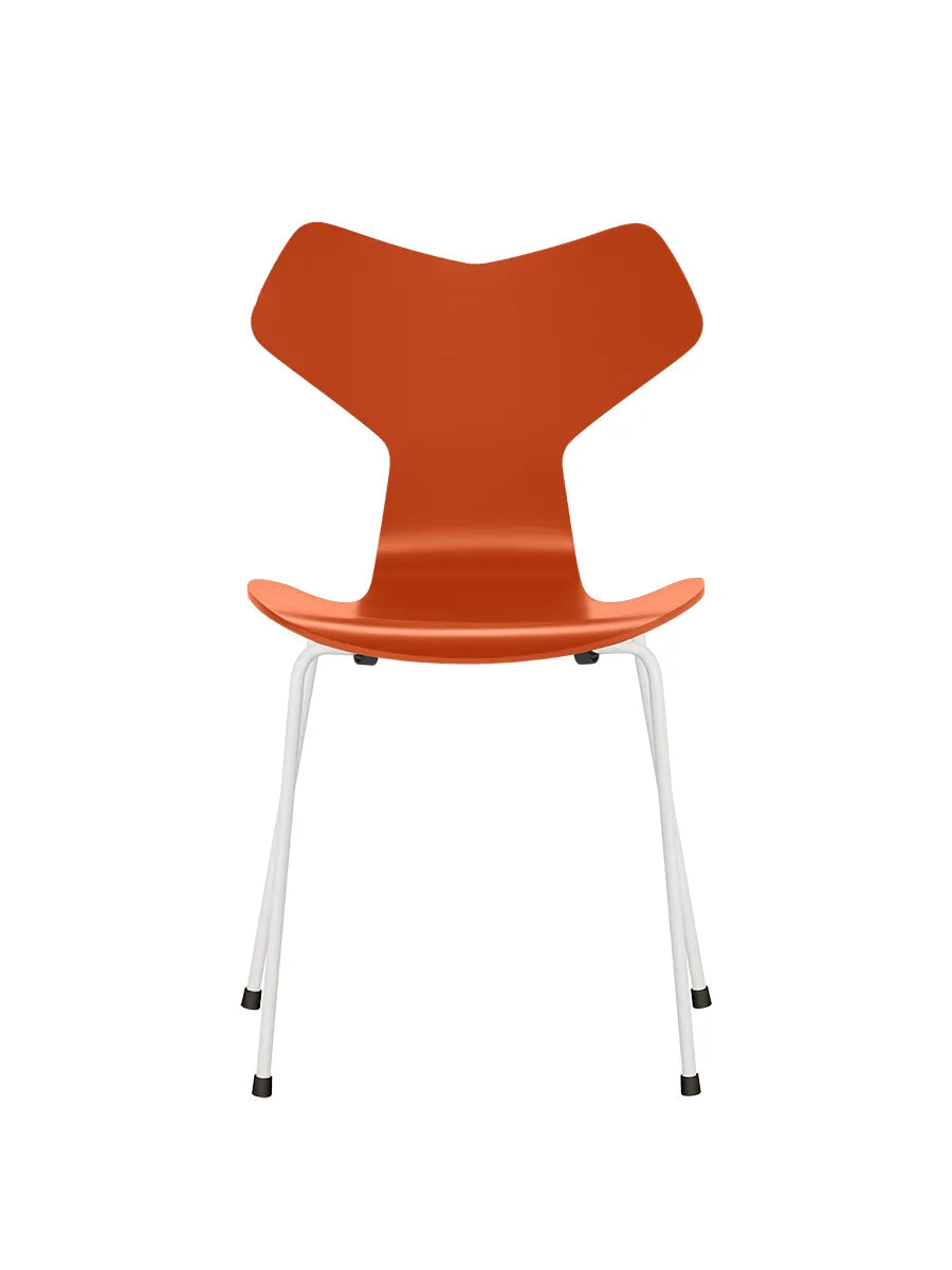 3130 Grand Prix stol lakeret af Arne Jacobsen - Paradise Orange / Hvid - Jacobsen Plus