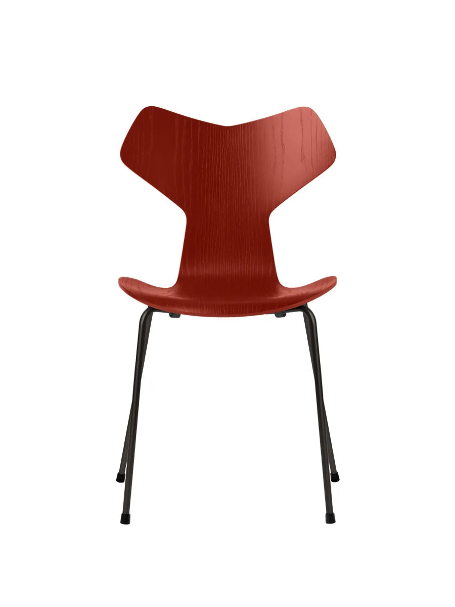 3130 Grand Prix stol i farvet ask af Arne Jacobsen - Venetian Red / Sort - Jacobsen Plus