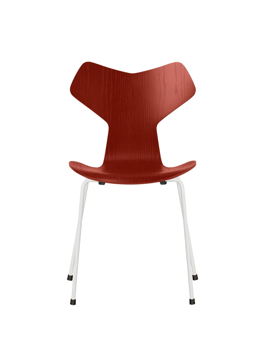 3130 Grand Prix stol i farvet ask af Arne Jacobsen - Venetian Red / Hvid - Jacobsen Plus