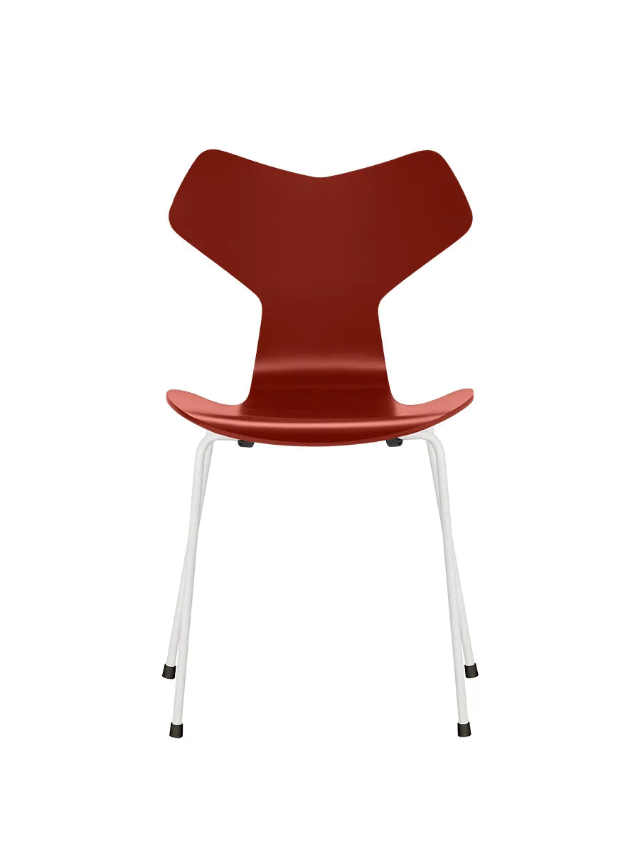 3130 Grand Prix stol lakeret af Arne Jacobsen - Venetian Red / Hvid - Jacobsen Plus