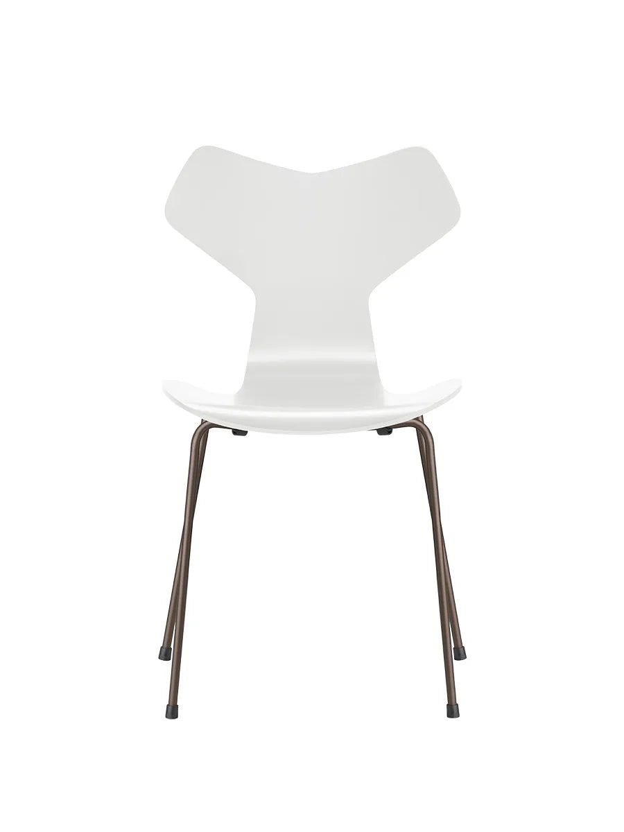 3130 Grand Prix stol lakeret af Arne Jacobsen - Hvid / Brown Bronze - Jacobsen Plus
