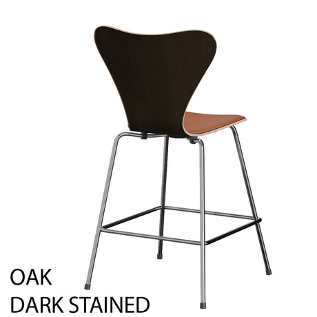 Fritz Hansen - 3187 lav barstol, naturfiner og forsidepolstret i Grace læder - Bøg - Sort læder - Krom stel - Jacobsen Plus