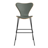 Fritz Hansen - 3197 høj barstol, naturfiner og forsidepolstret i Grace læder - Elm - Concrete Grey læder - Sort stel - Jacobsen Plus