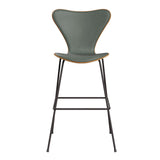 Fritz Hansen - 3197 høj barstol, naturfiner og forsidepolstret i Grace læder - Elm - Concrete Grey læder - Warm Graphite stel - Jacobsen Plus