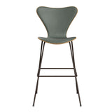 Fritz Hansen - 3197 høj barstol, naturfiner og forsidepolstret i Grace læder - Eg - Concrete Grey læder - Brown Bronze stel - Jacobsen Plus