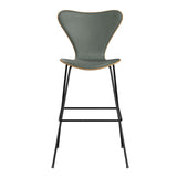 Fritz Hansen - 3197 høj barstol, naturfiner og forsidepolstret i Grace læder - Eg - Concrete Grey læder - Sort stel - Jacobsen Plus