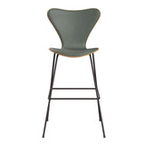 Fritz Hansen - 3197 høj barstol, naturfiner og forsidepolstret i Grace læder - Eg - Concrete Grey læder - Warm Graphite stel - Jacobsen Plus